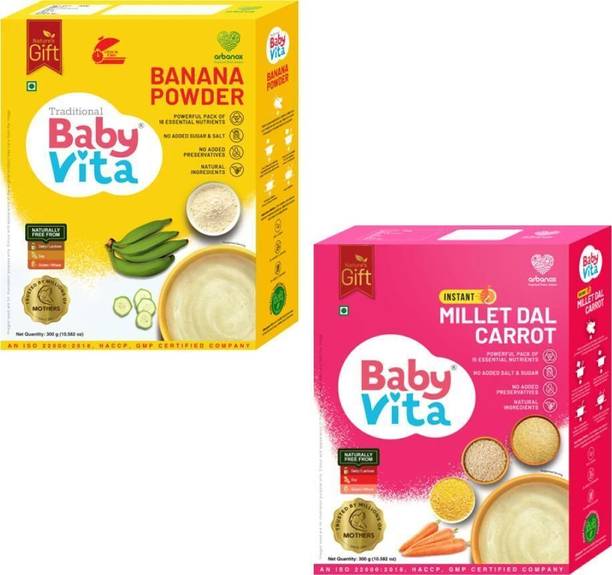 Babyvita Banana Powder & Millet Dal Carrot Mix Combo Cereal