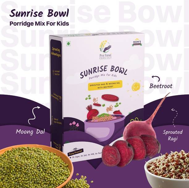 PurFerme Project Sunrise Bowl Sprouted Ragi & Beetroot Porridge Mix | No Preservatives Cereal
