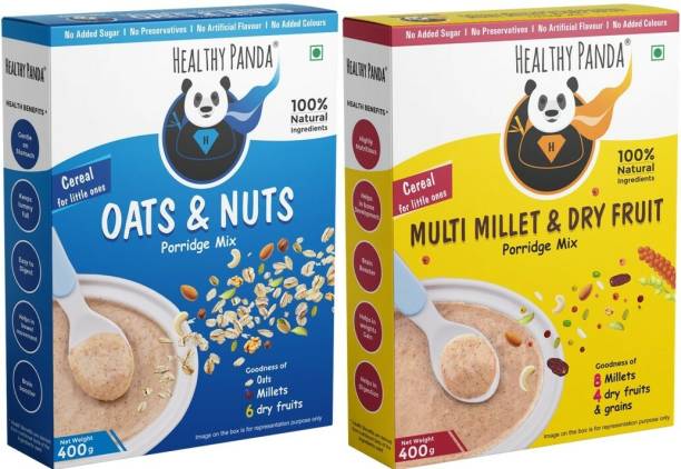 HEALTHY PANDA Millet Cereal Mix with Dryfruits Powder (400G) + Oats & Nuts Baby Food (400g) Cereal
