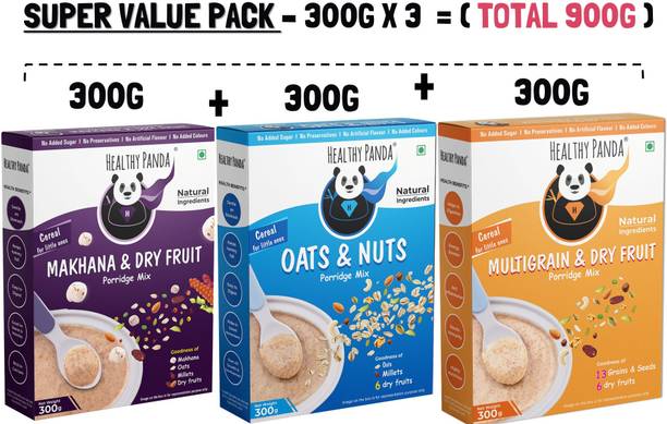 HEALTHY PANDA baby food|300gX3|baby cereal-sathu maavu-baby daliya-baby oats-Makhana kids Cereal