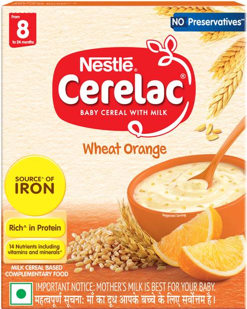 Nestle Cerelac Wheat Orange Baby Food Cereal with No Preservatives Cereal