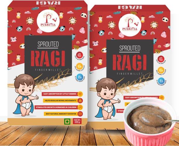 Pueritia Sprouted Ragi Powder -100% Pure Ragi Millet |No Preservatives,No Additives| Cereal