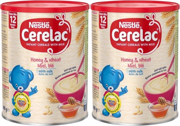 Cerelac Baby Cereal Combo Pack: Honey & Wheat with Milk(2x400g), European Made Cereal