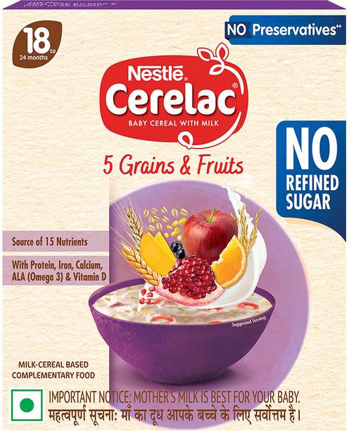 Cerelac 5 Grains & Fruits Baby Cereal - No Refined Sugar Cereal