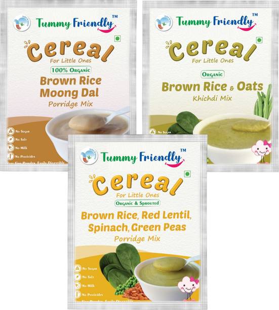 TummyFriendly Foods USDA Certified Brown Rice Porridge Mixes - Stage1, Stage2, Stage3 | Rich in Gamma-Aminobutyric Acid (GABA), Protein |3 Packs, 50g Each Cereal