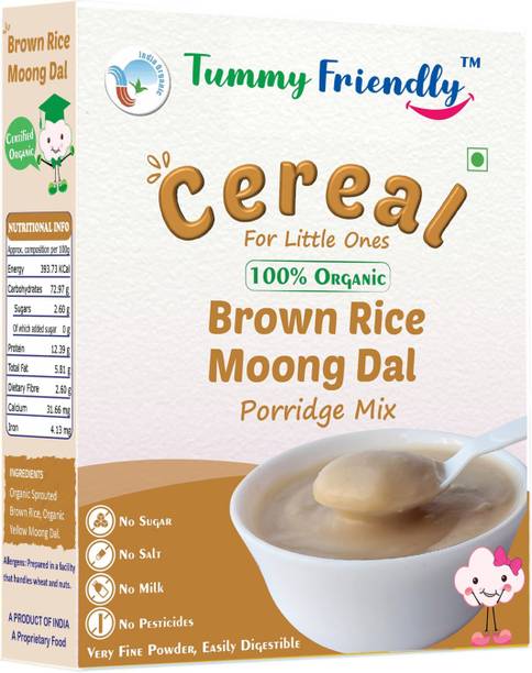 TummyFriendly Foods USDA Certified 100% Organic Sprouted Brown Rice, Moong Dal Porridge Mix |Excellent Weight Gain Baby Food|Made of Sprouted Whole Grain Brown Rice | 200g Cereal
