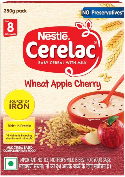 Nestle Cerelac Wheat Apple Cherry Baby Food Cereal with No Preservatives Cereal