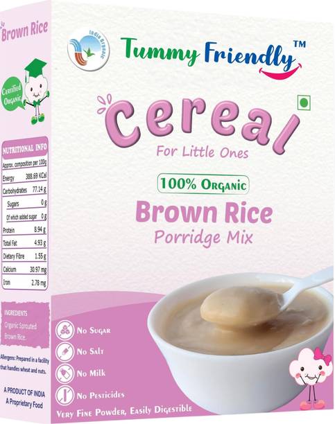 TummyFriendly Foods USDA Certified 100% Organic Sprouted Brown Rice Porridge Mix | Organic Baby Food for 6 Months Old | Excellent Weight Gain Baby Food| Made of Sprouted Whole Grain Brown Rice | 200g Cereal