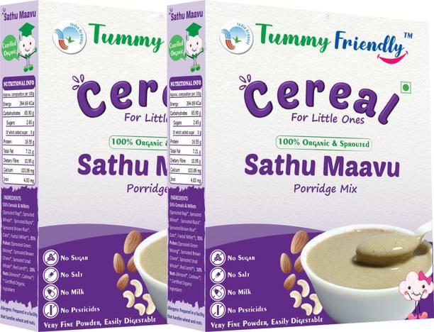 TummyFriendly Foods Organic Sprouted Sathu Maavu Porridge Mix | 400g, (200g each pack) Cereal