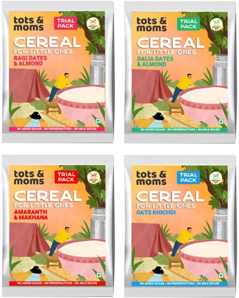 TOTS AND MOMS Instant Mix Trial Combo | Natural, Healthy and Filling | 4 Packs Cereal