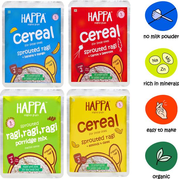 Happa Organic Sprouted Ragi Trial Pack porridge mix-200 gram Cereal Cereal