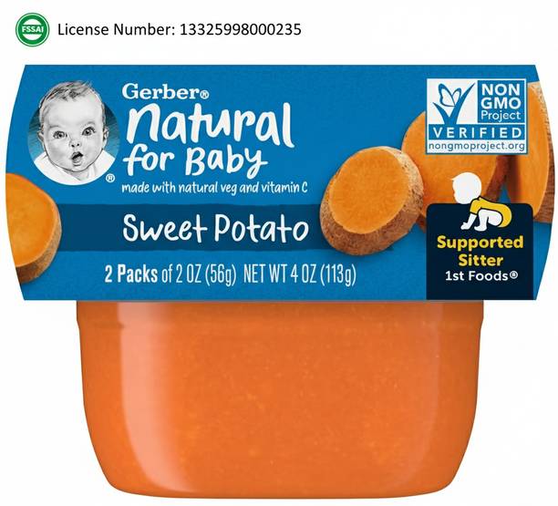 GERBER Natural for Baby Sweet Potato 113g Stage 1 Baby Food| Non Gmo Cereal