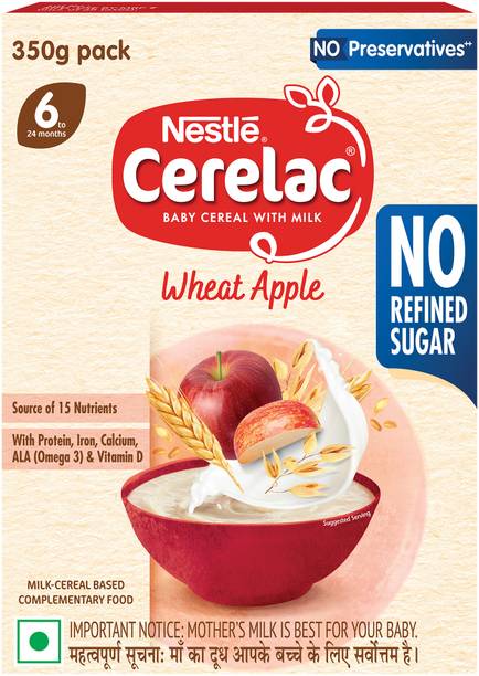 Nestle Cerelac Wheat Apple Baby Food Cereal with No Refined Sugar & No Preservatives Cereal