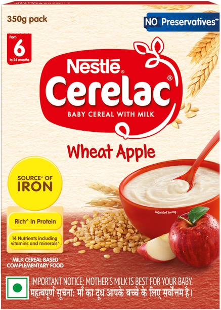 Nestle Cerelac Wheat Apple Baby Food Cereal for 6 to 24 Months Baby Source of Iron & Protein Cereal