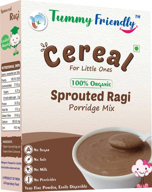 TummyFriendly Foods Certified USDA Organic Sprouted Ragi Porridge Mix | Made of Organic Sprouted Ragi for Baby| Rich in Calcium, Iron, Fibre & Micro-Nutrients | 200g Cereal