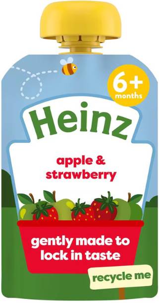HEINZ Organic Apple & Strawberry Baby Puree, UK-made Cereal