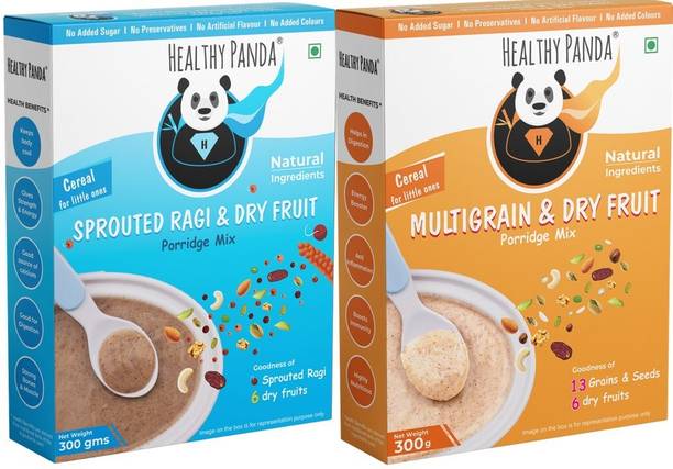 HEALTHY PANDA Baby food|300g X2| Sprouted Ragi + Multigrain dry fruit powder |Dates|Nuts| baby Cereal
