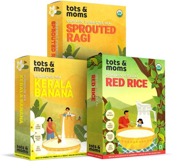 TOTS AND MOMS Single grain Foods Combo | Organic Natural Porridges & Cereals - Pack of 3 Cereal
