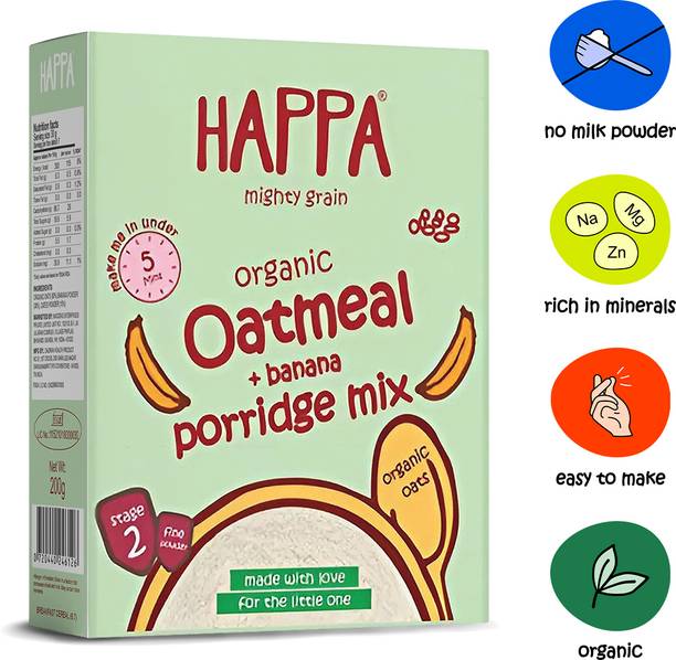Happa Organic Oatmeal + Banana Porridge Mix cereal, baby food Cereal