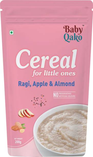 BABY QAKO Sprouted Ragi, Apple & Almond Porridge Mix / No Preservatives | Instant Cereal