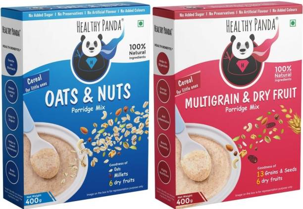 HEALTHY PANDA Organic Multigrain Dry fruit Baby Cereal (400G) + Oats & Nuts Baby Food (400g) Cereal