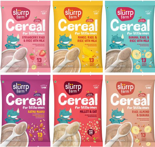 Slurrp Farm No Added Sugar Trial Pack Combo, No Salt, No Preservatives Instant Cereal