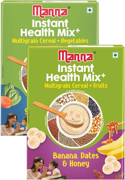 Manna Instant Health Mix+ Multigrain Cereal Fruits & Vegetables Combo | 2-6 year kids Cereal