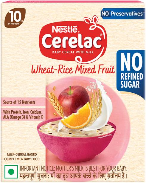 Cerelac Wheat Rice Mixed Fruit Baby Food Cereal, No Refined Sugar & No Preservatives Cereal