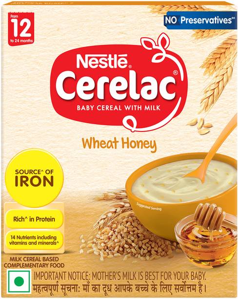 Nestle Cerelac Wheat Honey Baby Food Cereal with No Preservatives for 12 to 24 Months Baby Cereal