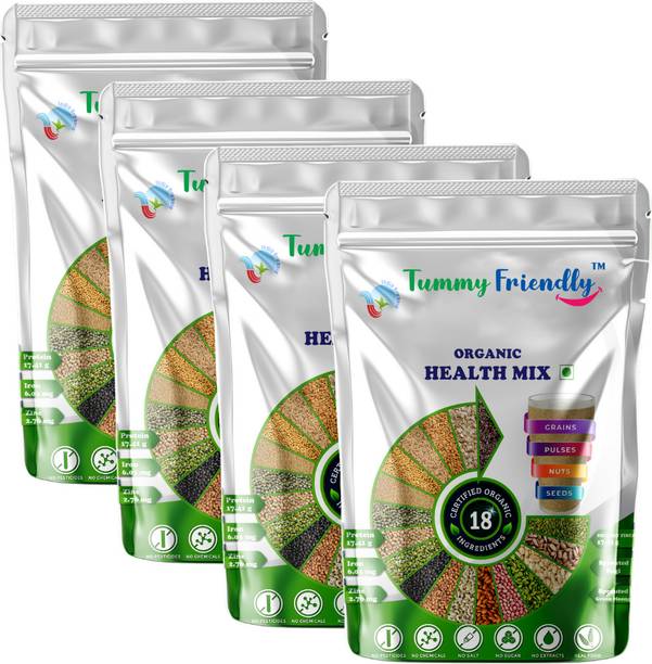 TummyFriendly Foods Certified Organic Health Mix for Kids. No Pesticides. 4 Packs, 100g Each. Cereal
