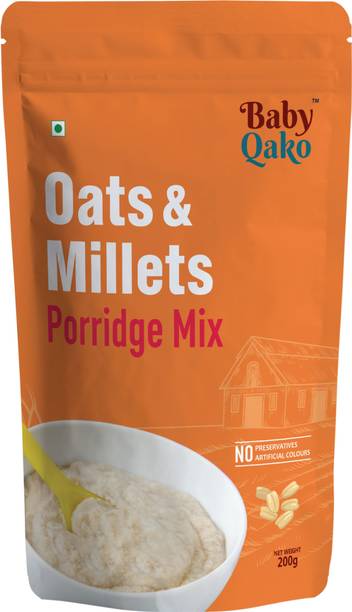 BABY QAKO Oats & Millets Porridge Mix / No Preservatives | Multigrain Blend Oats Cereal Pouch