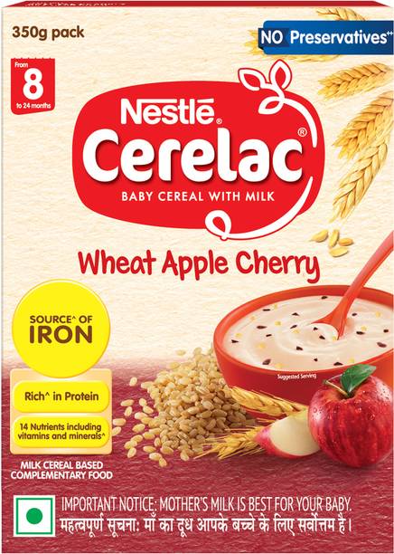 Nestle Cerelac Wheat Apple Cherry Baby Food Cereal with No Preservatives Cereal