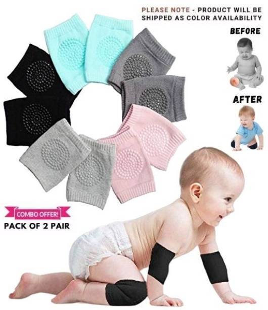 Kidzfan Kids Knee & Elbow Protector Pads Soft To Wear Anti Slip Crawl Baby Kneecap Assorted Color Baby Knee Pads