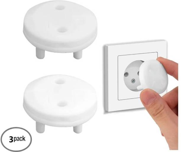 V2H Plastic Baby Proofing Cover European Wall Round Hole Socket Plug Cover(Set of 3)