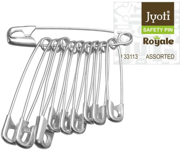 Jyoti Safety Pin - Royale (100 Assorted Pins in a Pouch) - Pack of 2 Pouches