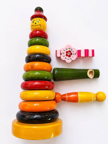 Woodlebee 4-in-1 Wooden Montessori Educational Rattle
