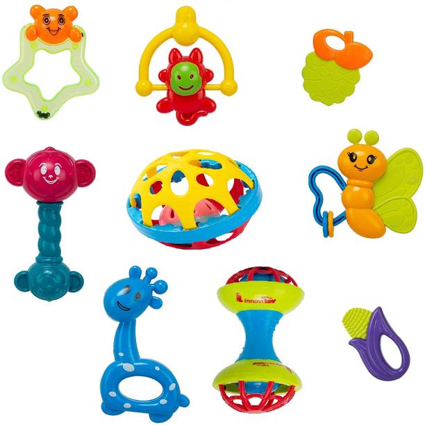shreenik Colorful Non Toxic bpa Free 9 pis rattles & teether Toys Set for Babies ,Infant Rattle