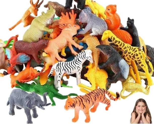 Khatushyam Jungle animal 12 piss mix cractor set multicolour toys Rattle