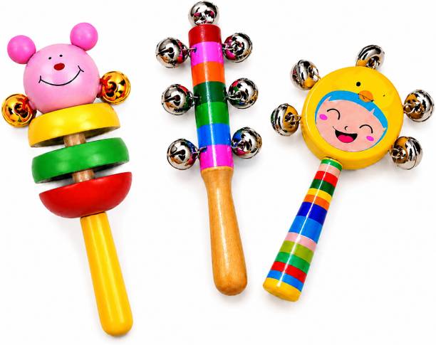 wooden Baby Rattles toys wooden Rattle set of 3 Rattle