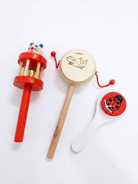Decorpetal Non Toxic Colorful Wooden Baby Rattle - Set of 3 pcs Rattle