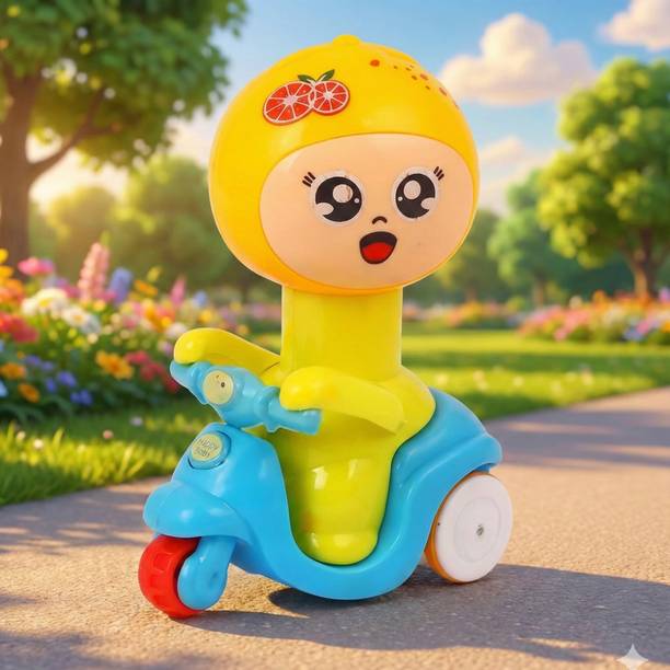 asian Press & Go Cocomelon Scooter Toy for Kids – Push & Go Action Ride Vehicl Rattle