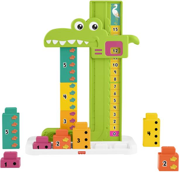 FISHER-PRICE Adding Alligator Educational Toy with 10 Stacking Blocks for Preschool Kids Rattle