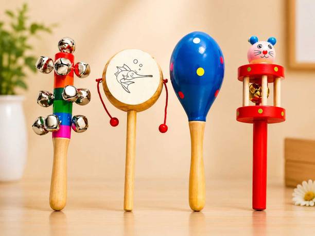 wooden Baby Rattles toys Wooden Musical Learning Toys Baby Rattle & Bell Toy Colorful Toys for Kids Rattle