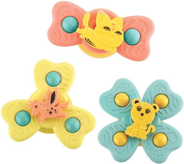 ZUNBELLA 3pcs Suction Fidget Spinner Toy for Baby Bath, Water Toys,Rattle Toys for Kids Rattle