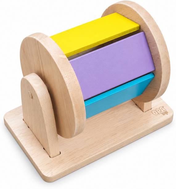 opatoys Wooden Spinning Drum Roller – Montessori Sensory Toy for Toddlers Rattle