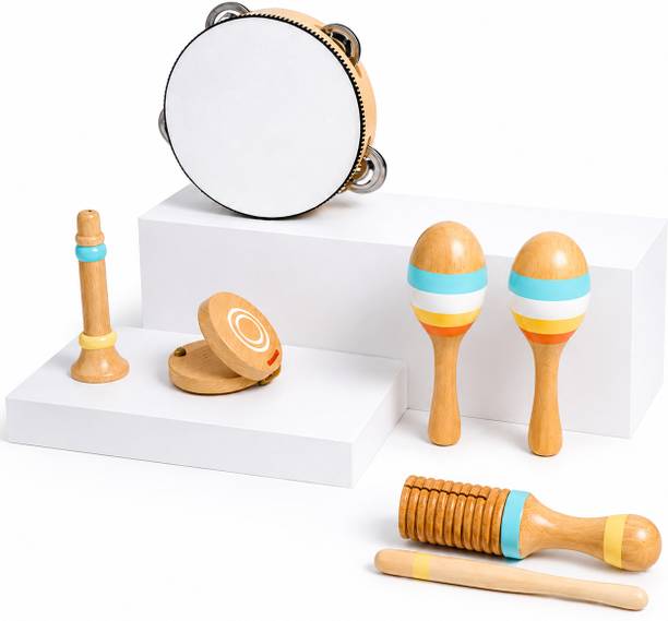 MARVELSTORE Wooden Musical Instrument Set for Kids | Vegetable Color Rattles Toy Rattle