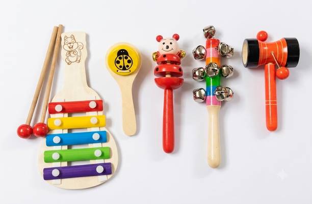 Woodlebee Wooden Musical Instrument & Rattle Set Rattle