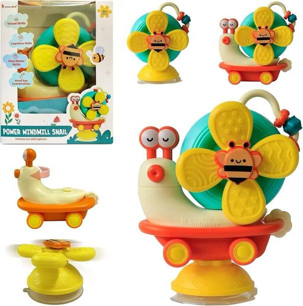 ZUNBELLA 5-in-1 Suction Spinner Windmill Toy|Colorful Baby Toy For Bath & Play For Kids Rattle