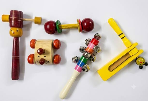 Woodlebee Handcrafted Wooden Musical & Rattle Rattle