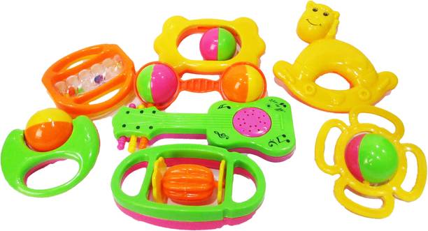 Nexteesh Colorful Plastic Non Toxic Pack of 8 Rattles for New Borns (MULTICOLOR) Rattle